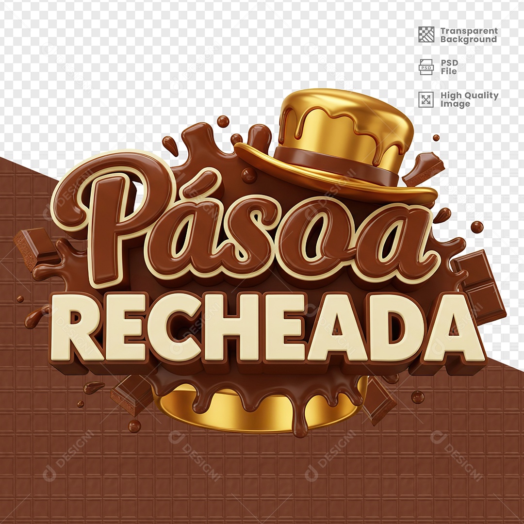 Páscoa Recheada Selo 3D para Composição PSD