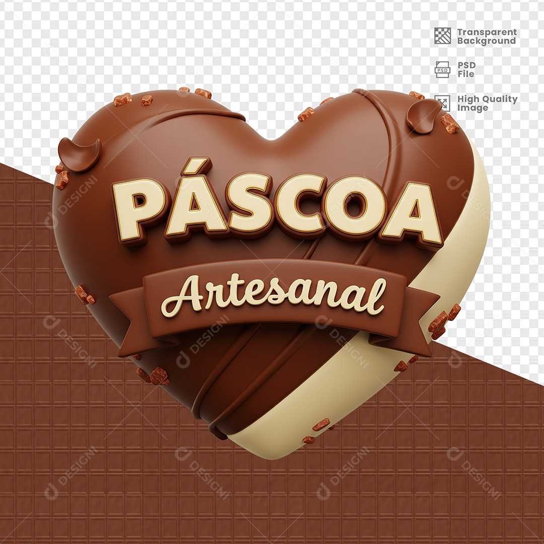 Páscoa Artesanal Selo 3D para Composição PSD