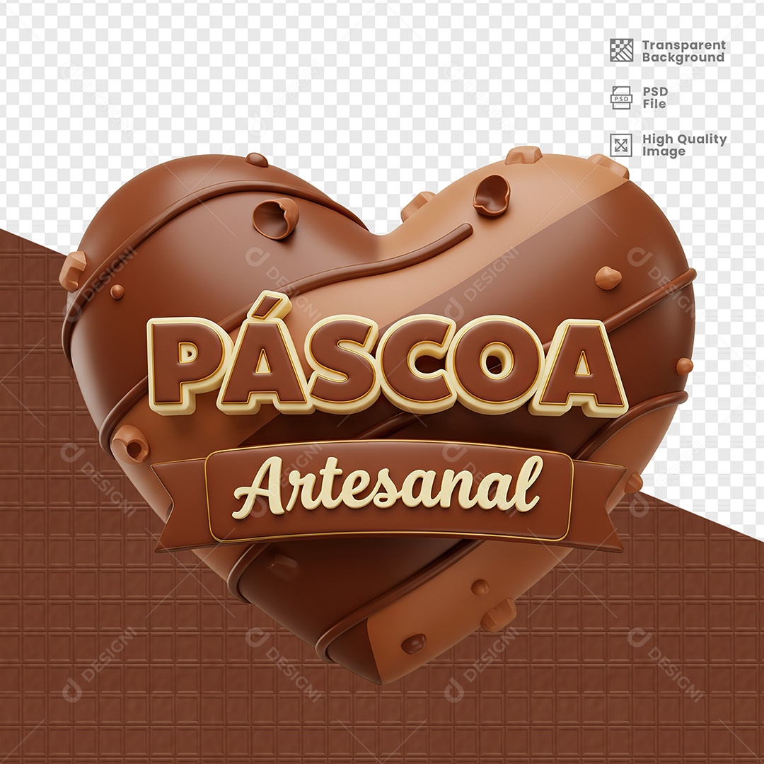 Páscoa Artesanal Selo 3D para Composição PSD