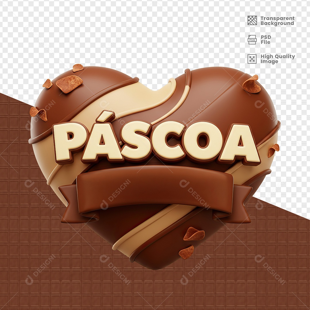 Páscoa Selo 3D para Composição PSD