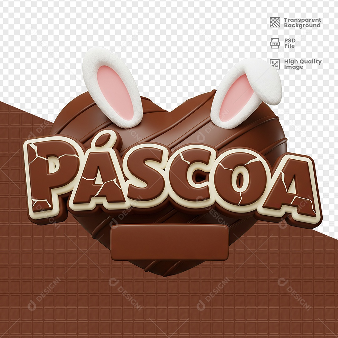 Páscoa Selo 3D para Composição PSD