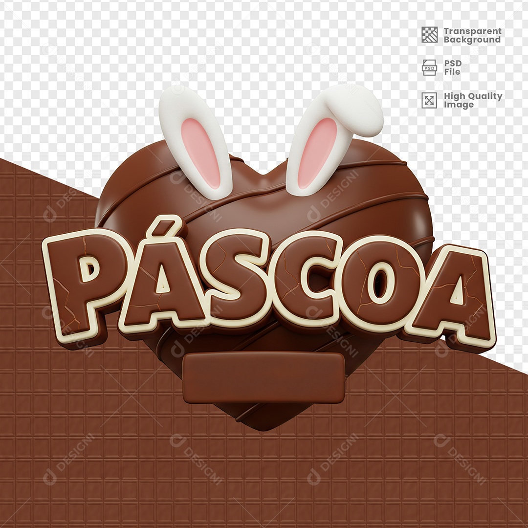Páscoa Selo 3D para Composição PSD