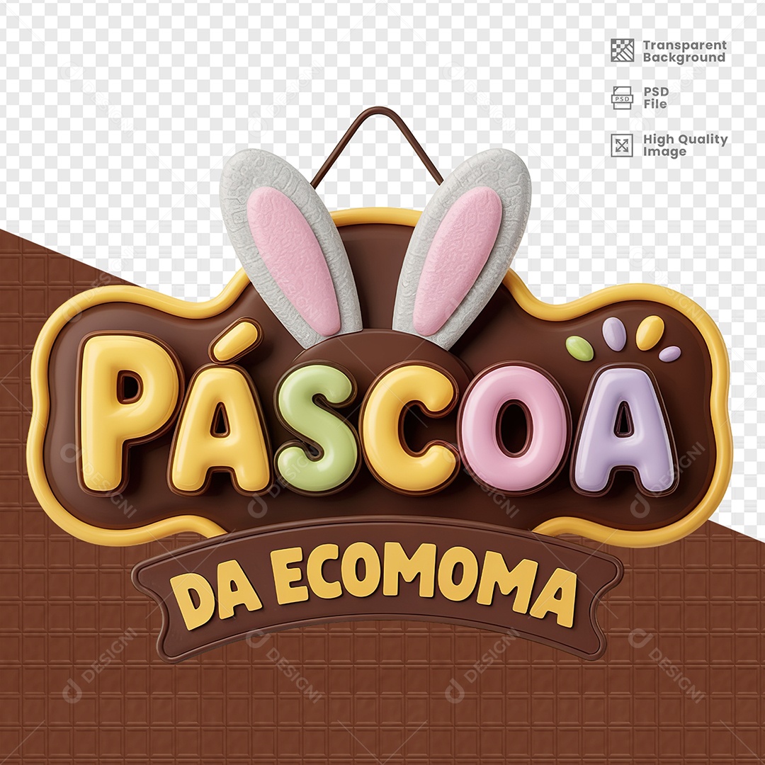 Páscoa Selo 3D para Composição PSD