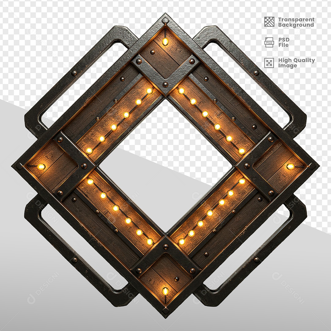 Painel de Ferro Com Luzes Elemento 3D para Composição PSD