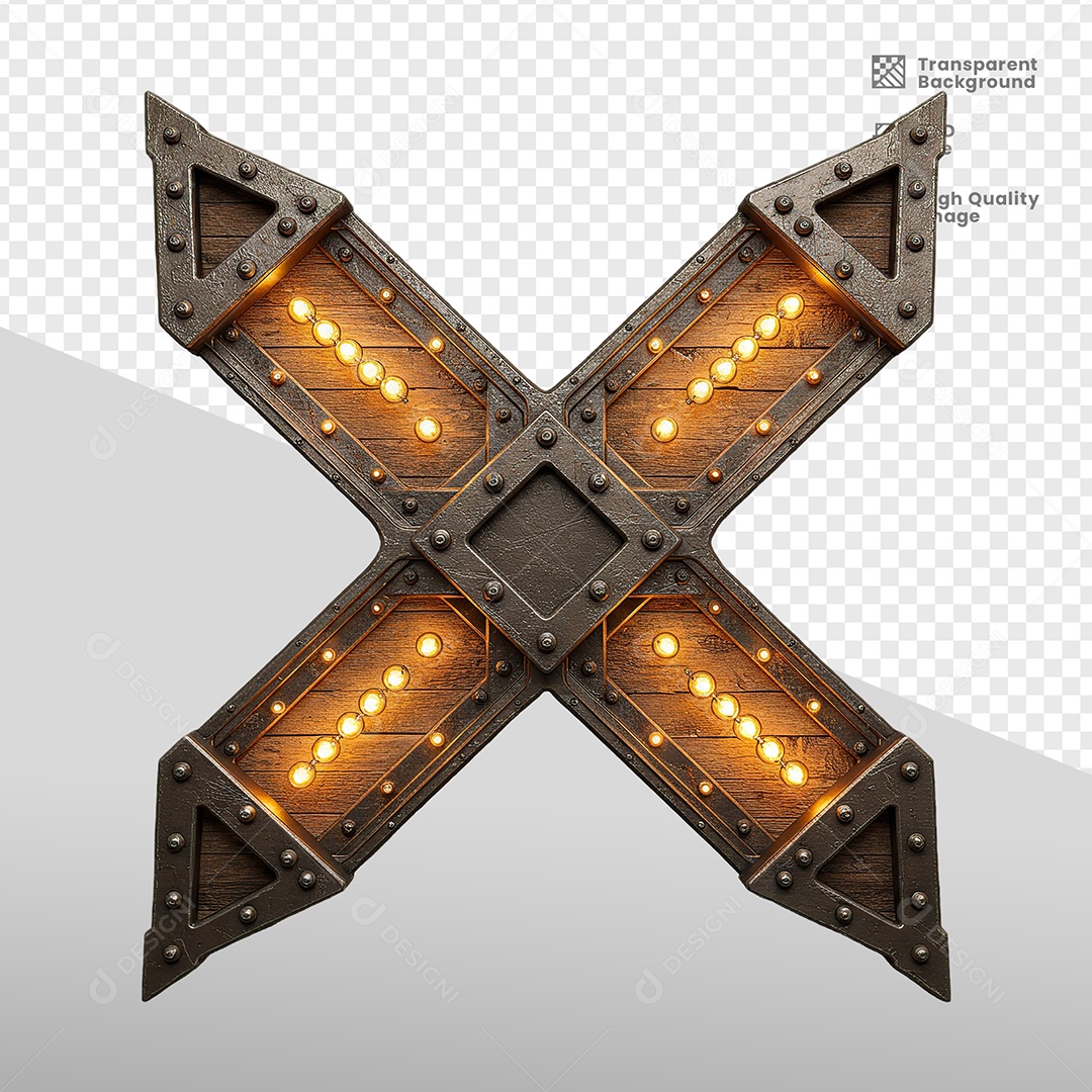 Painel de Ferro Com Luzes Elemento 3D para Composição PSD