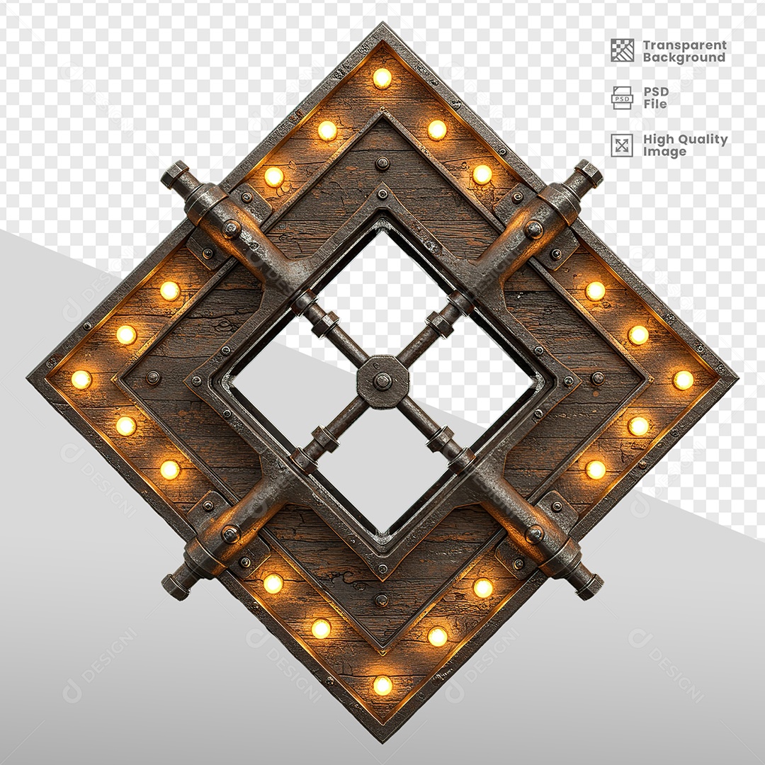 Painel de Ferro Com Luzes Elemento 3D para Composição PSD