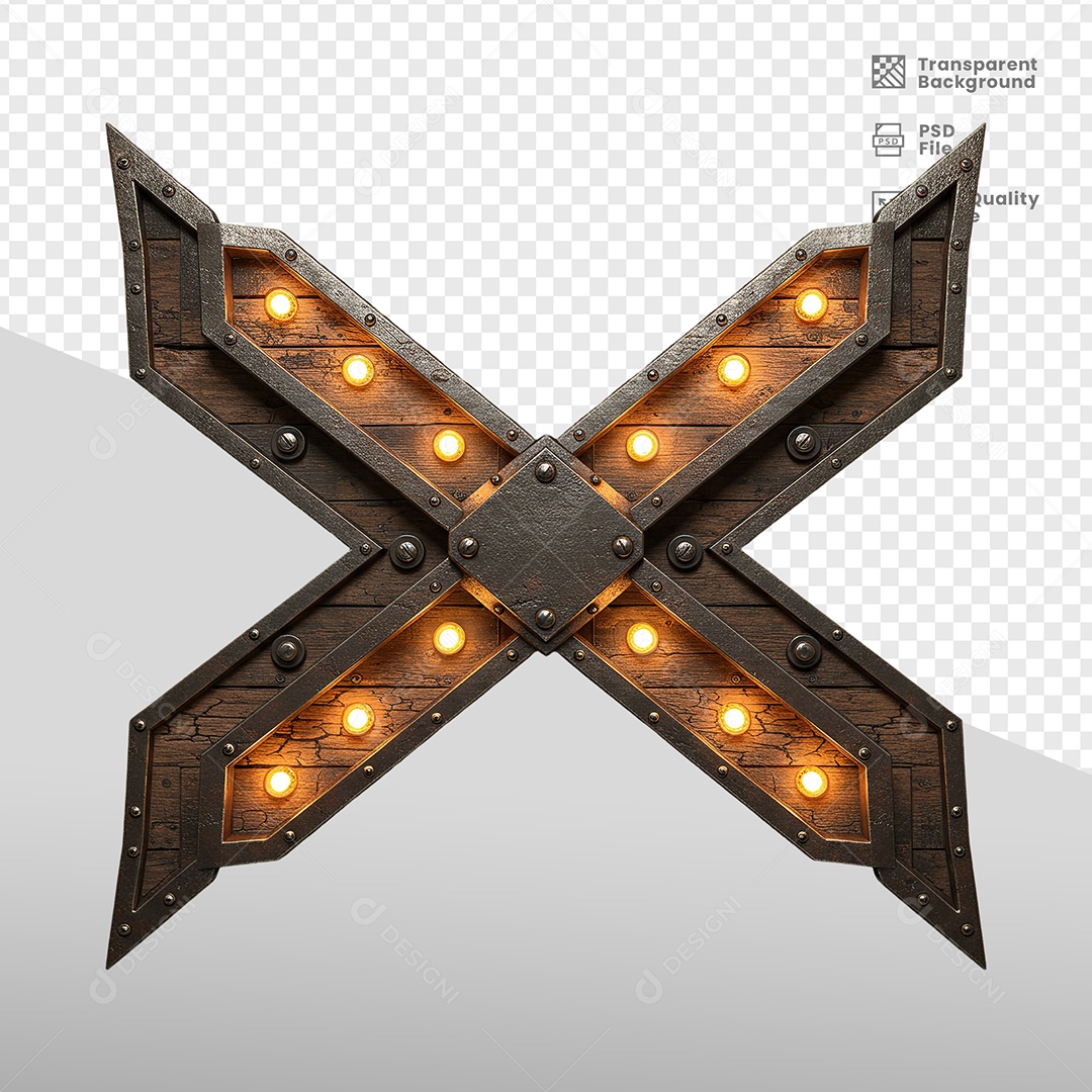 Painel de Ferro Com Luzes Elemento 3D para Composição PSD