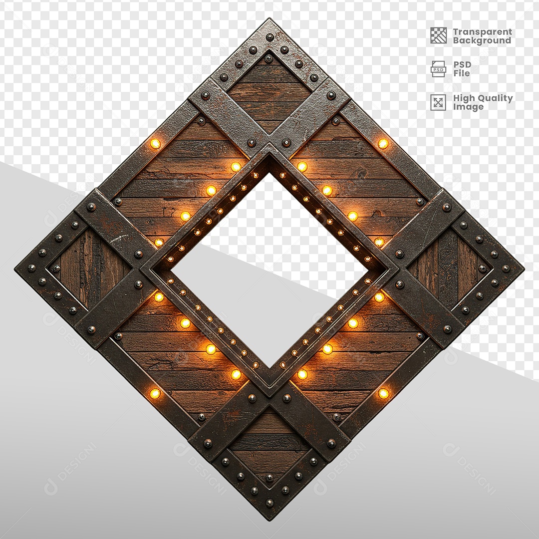 Painel de Ferro Com Luzes Elemento 3D para Composição PSD