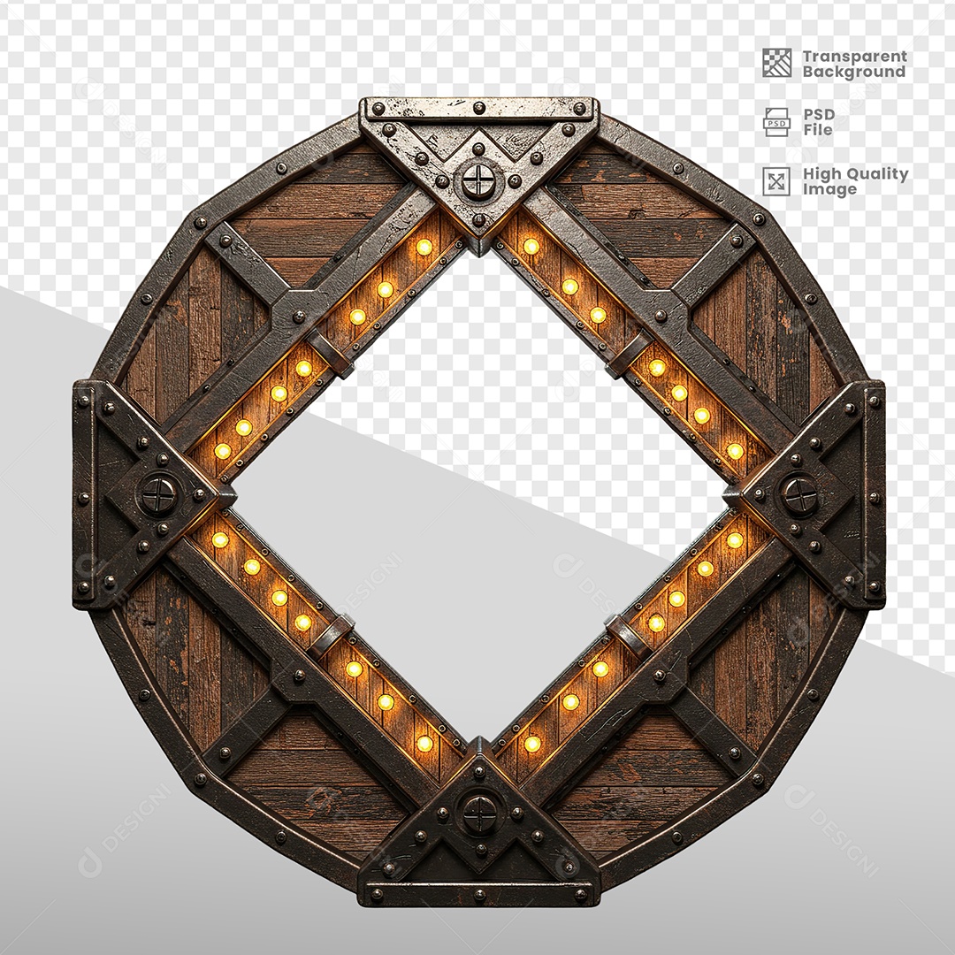 Painel de Ferro Com Luzes Elemento 3D para Composição PSD