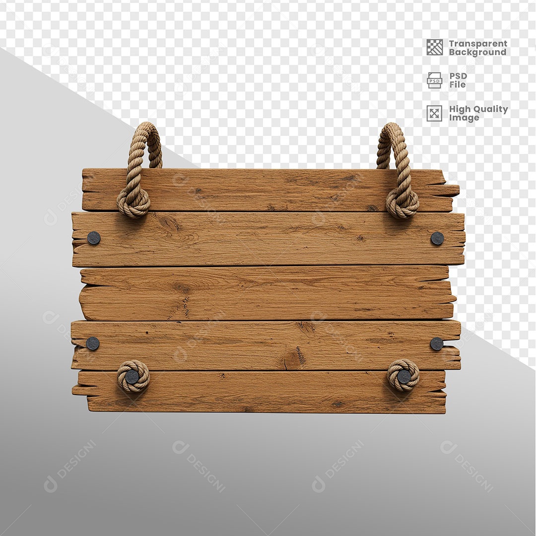 Placa de Madeira Elemento 3D para Composição PSD