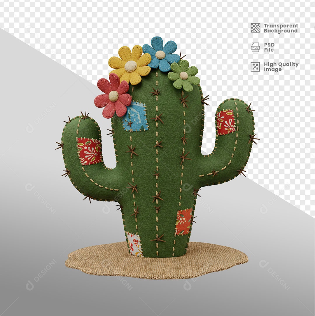 Elemento 3D Cacto De São João Para Composição PSD