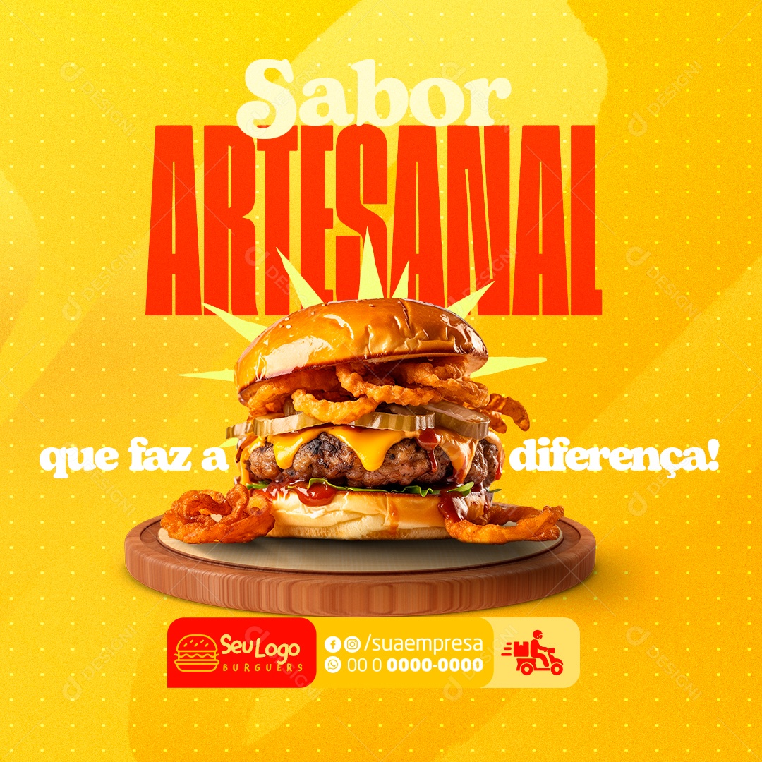 Hamburgueria Sabor Artesanal Social Media PSD Editável