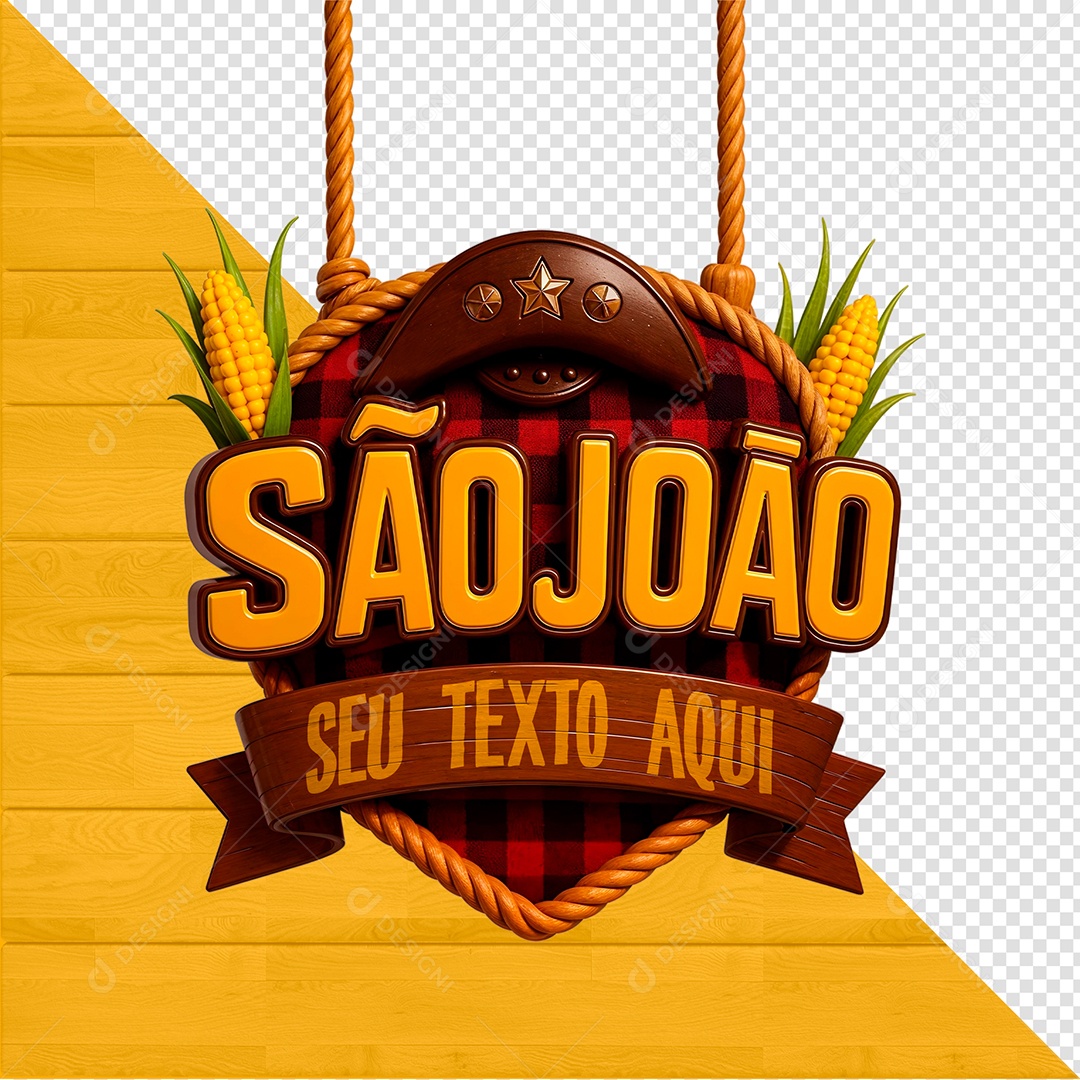 Selo 3D São João para Composição PSD