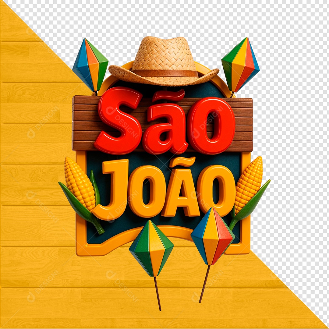 Selo 3D São João para Composição PSD