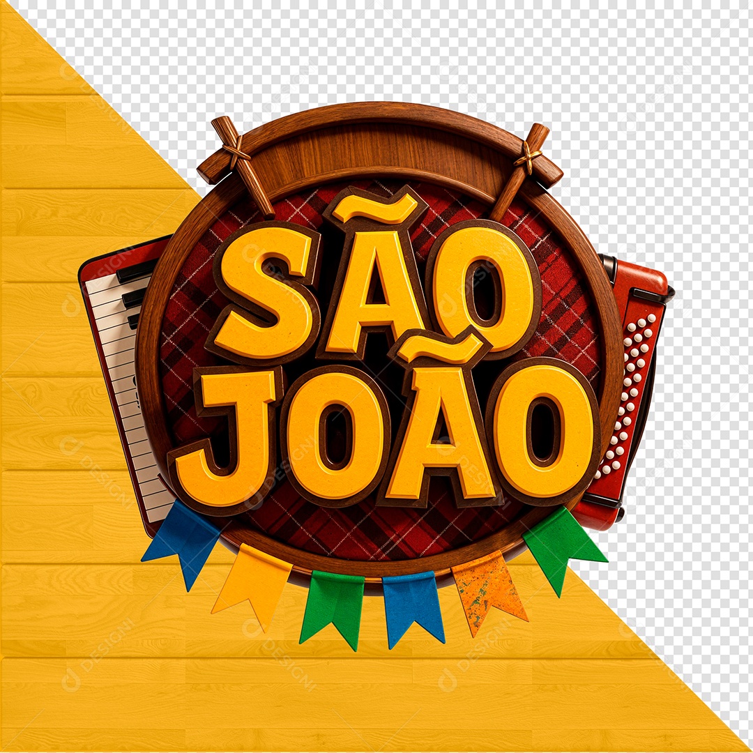 Selo 3D São João para Composição PSD
