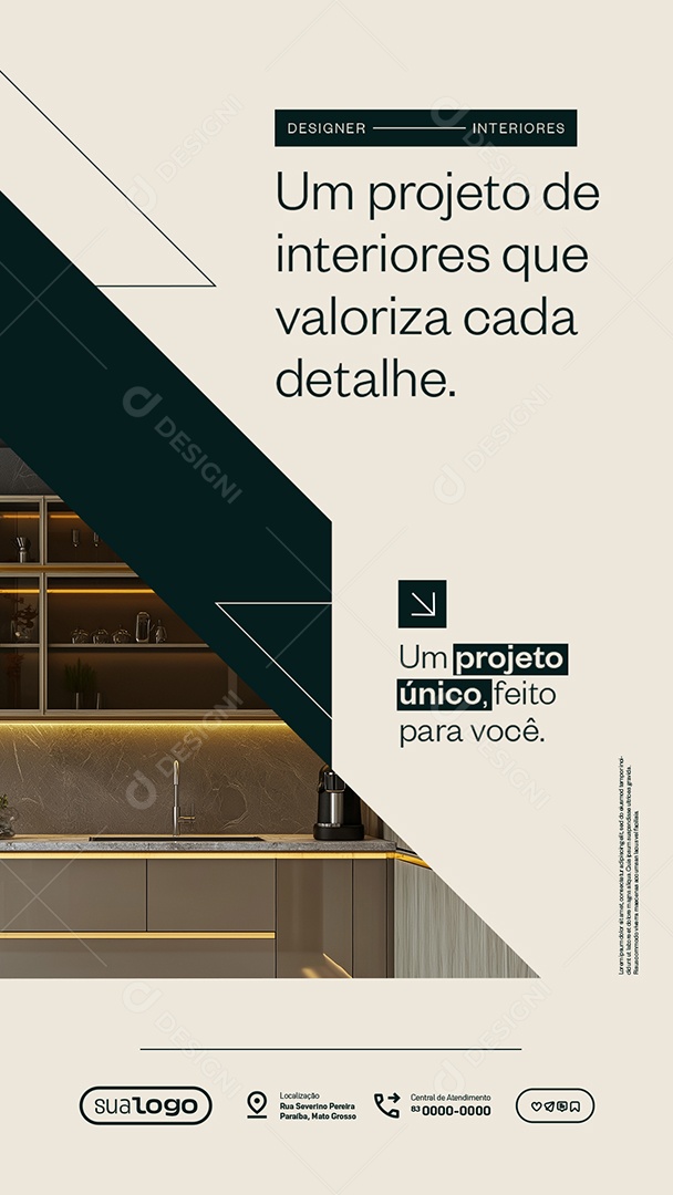 Story Designer de Interiores Um Projeto de Interiores 1ue Valoriza Cada Detalhe Social Media PSD Editável
