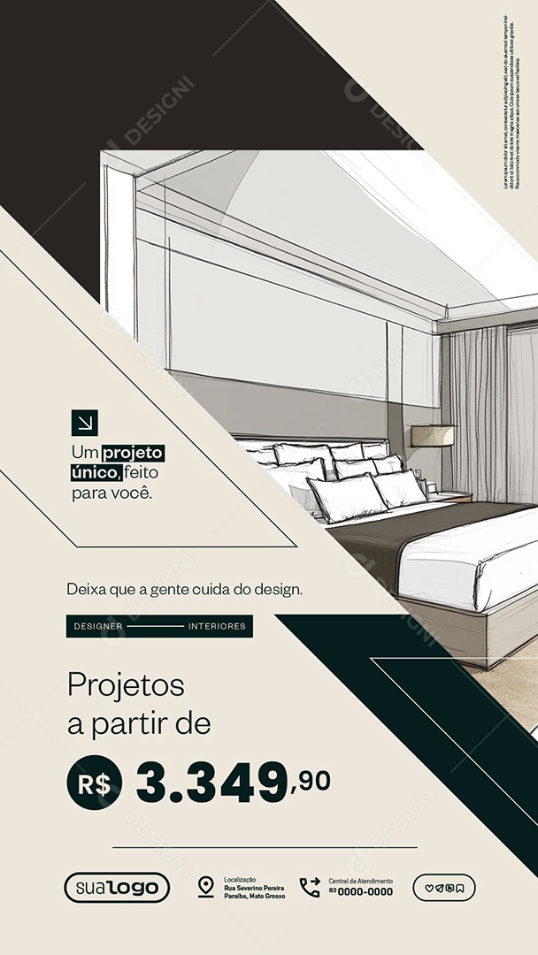 Story Designer de Interiores Um Projeto Único Social Media PSD Editável