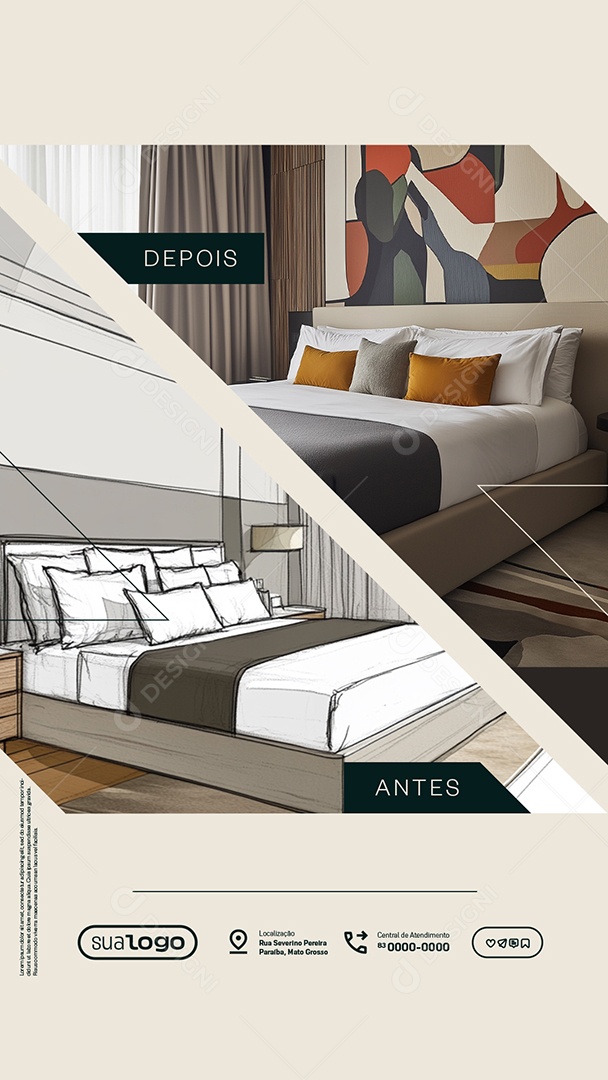Story Designer de Interiores Antes Depois Social Media PSD Editável