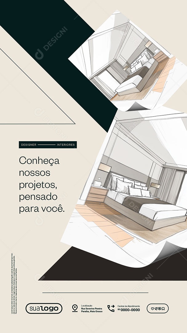 Story Designer de Interiores Conheça Nossos Projetos Social Media PSD Editável