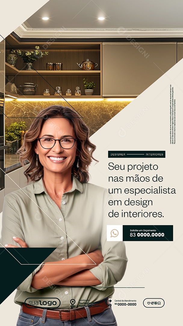 Story Designer de Interiores Seu Projeto nas Maõs de Um Especialista Social Media PSD Editável