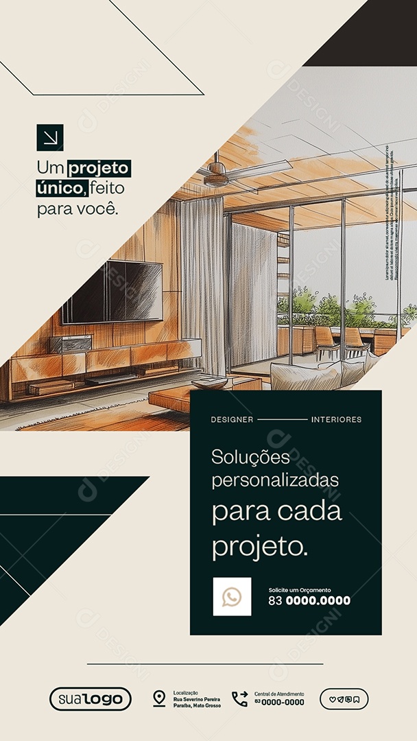Story Designer de Interiores Soluções Personalizadas para Cada Projeto Social Media PSD Editável