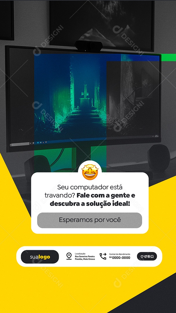 Story Assistência Técnica de Computadores Seu Computador Está Travando Social Media PSD Editável