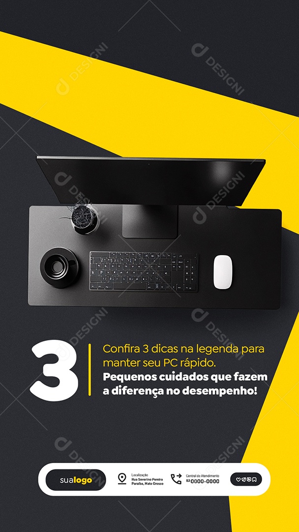 Story Assistência Técnica de Computadores Confira Três Dicas na Legenda Social Media PSD Editável