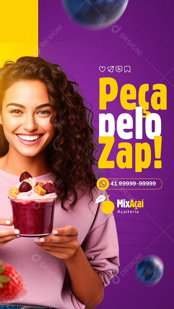 Story Açaiteria Peça Pelo Zap Social Media PSD Editável