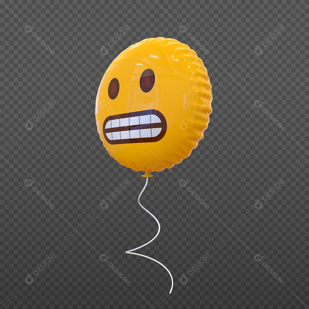 Elemento 3D Balão de Emoji Ancioso para Composição PSD