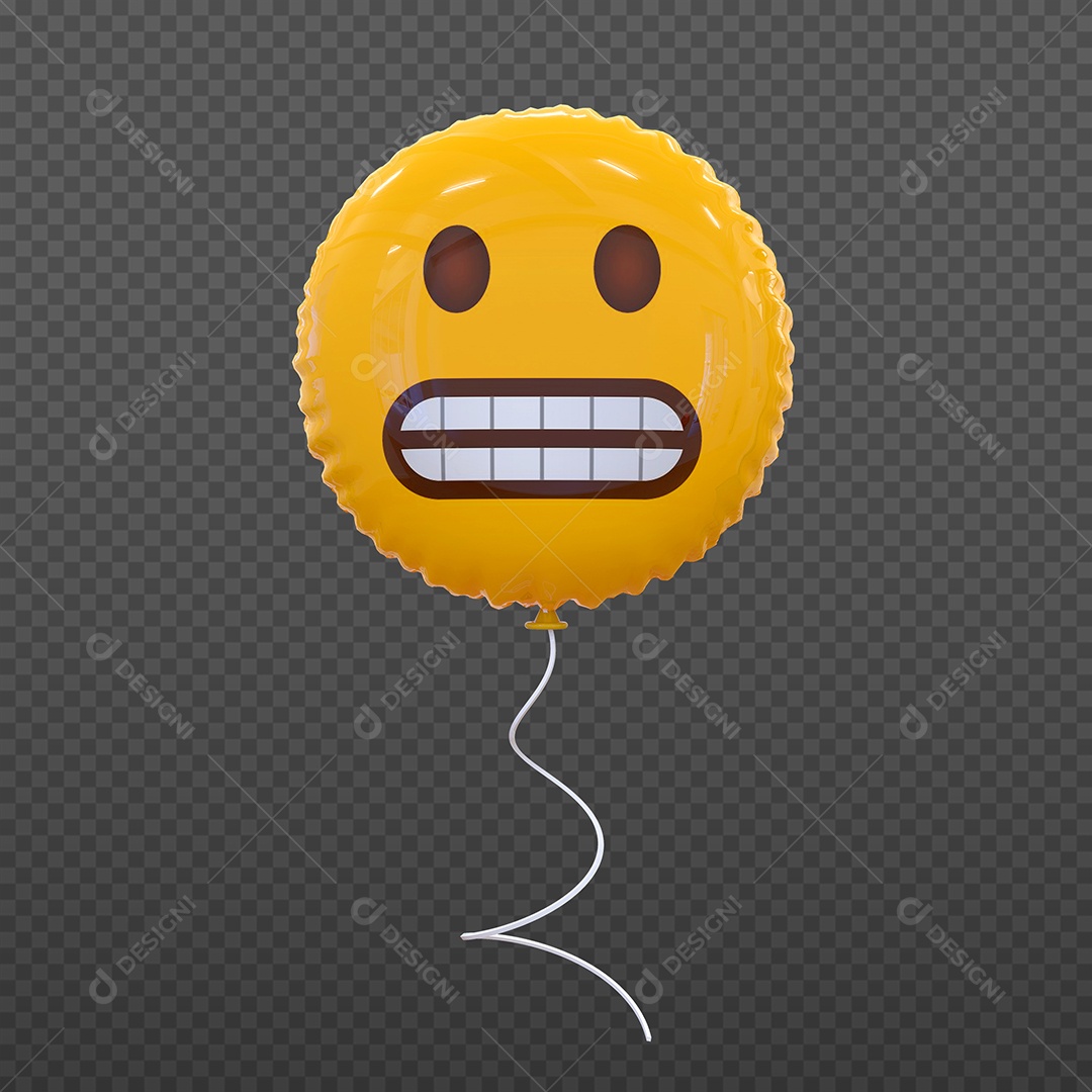 Elemento 3D Balão de Emoji Ancioso para Composição PSD