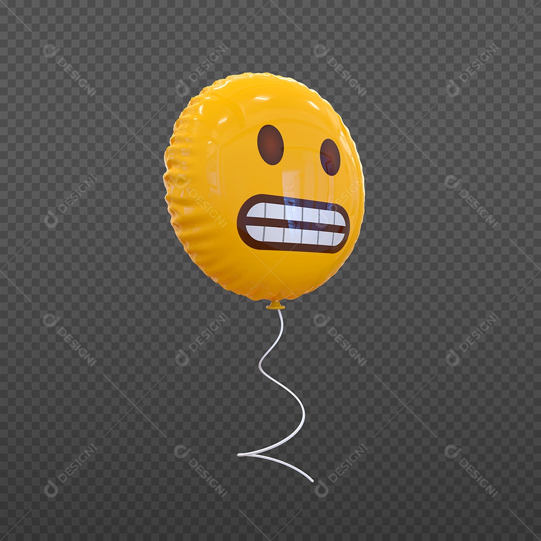 Elemento 3D Balão de Emoji Ancioso para Composição PSD