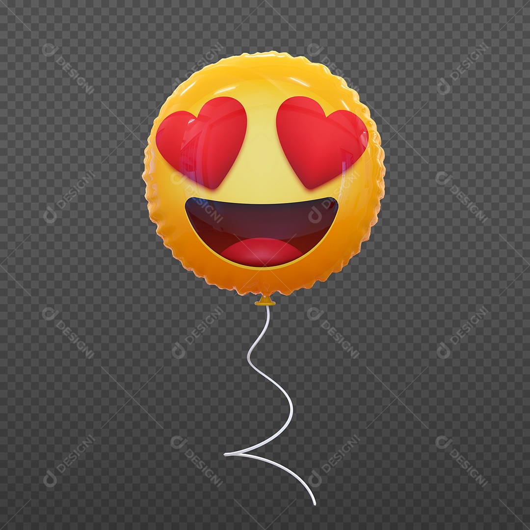 Elemento 3D Balão de Emoji Apaixonado para Composição PSD