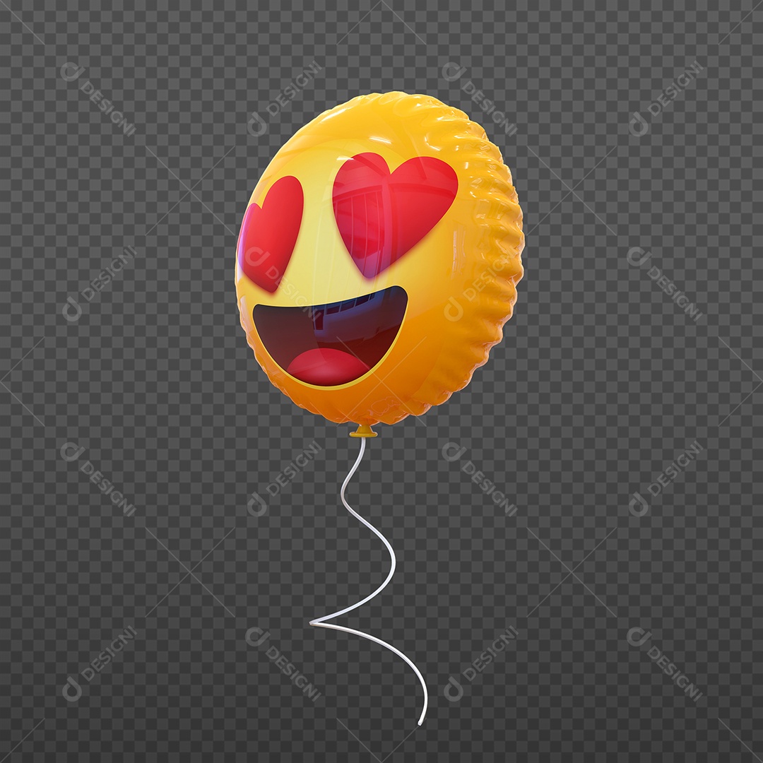 Elemento 3D Balão de Emoji Apaixonado para Composição PSD