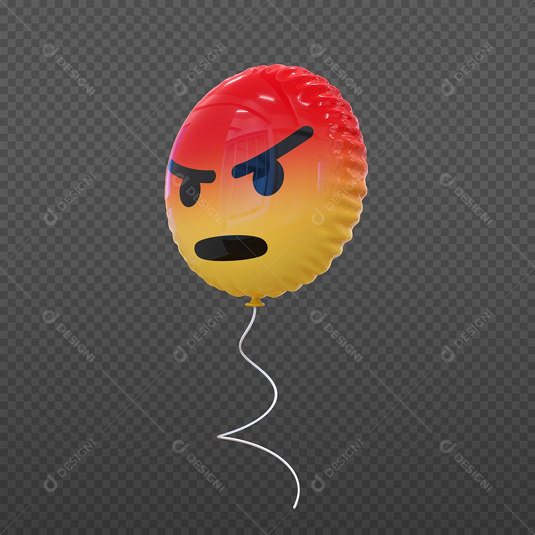 Elemento 3D Balão de Emoji Com Raiva para Composição PSD