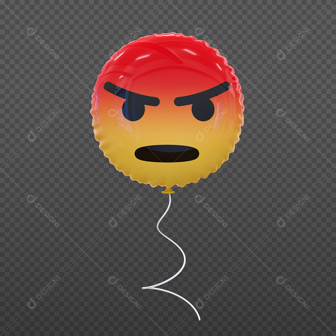 Elemento 3D Balão de Emoji Com Raiva para Composição PSD