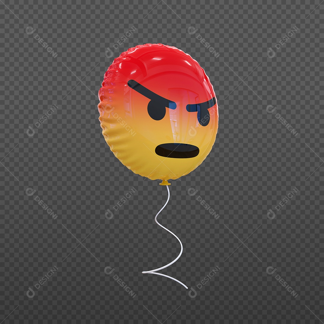 Elemento 3D Balão de Emoji Com Raiva para Composição PSD