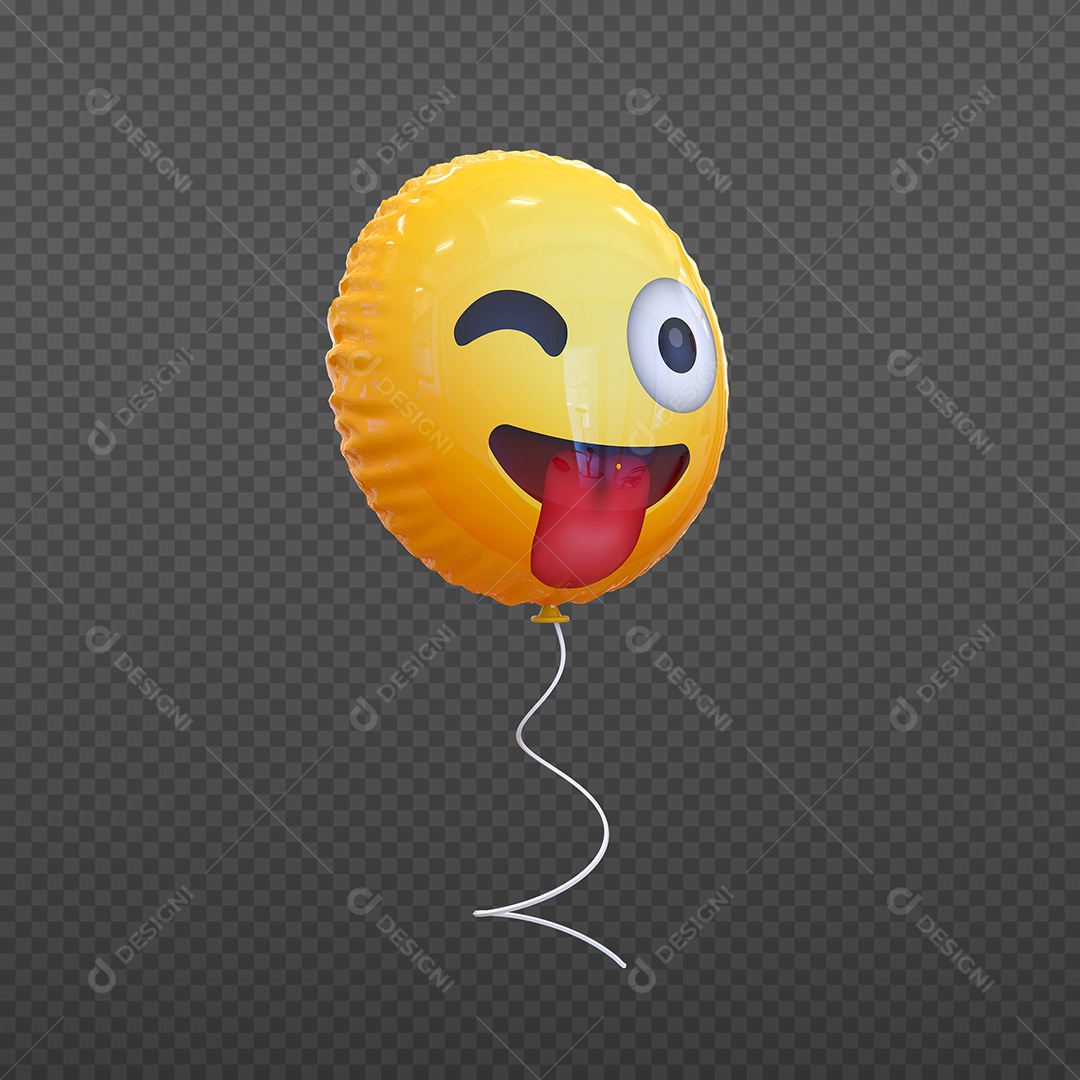 Elemento 3D Balão de Emoji Dando Língua para Composição PSD