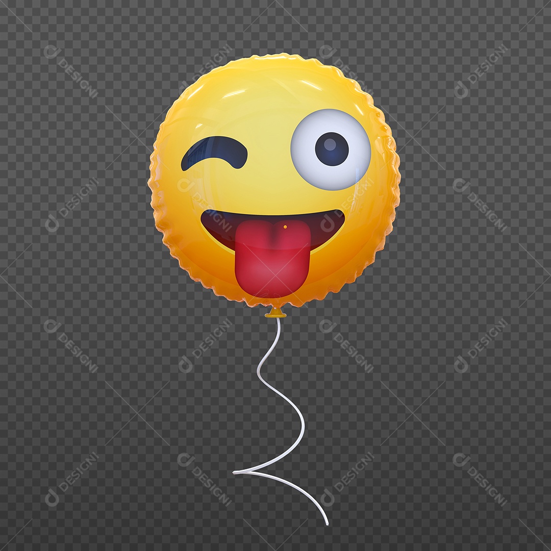 Elemento 3D Balão de Emoji Dando Língua para Composição PSD