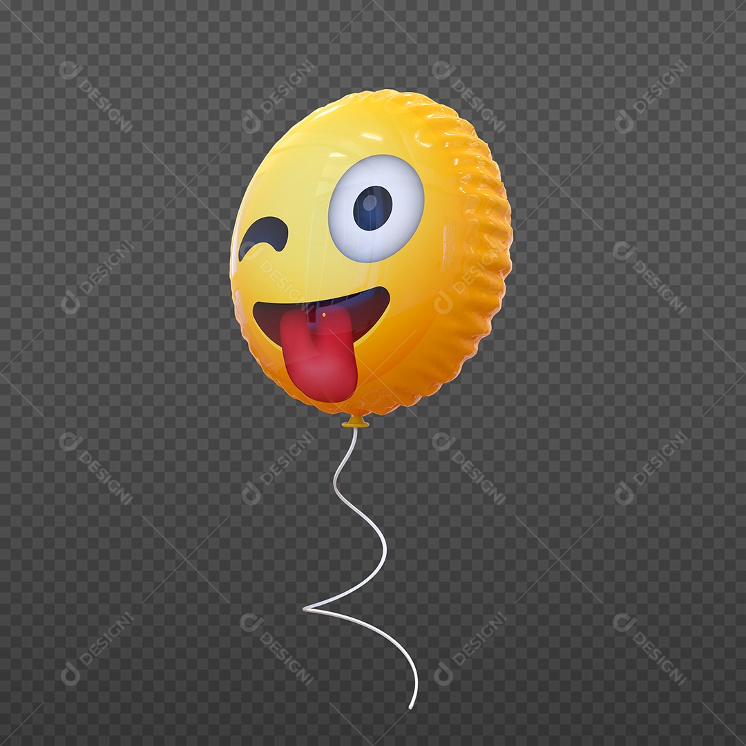 Elemento 3D Balão de Emoji Dando Língua para Composição PSD