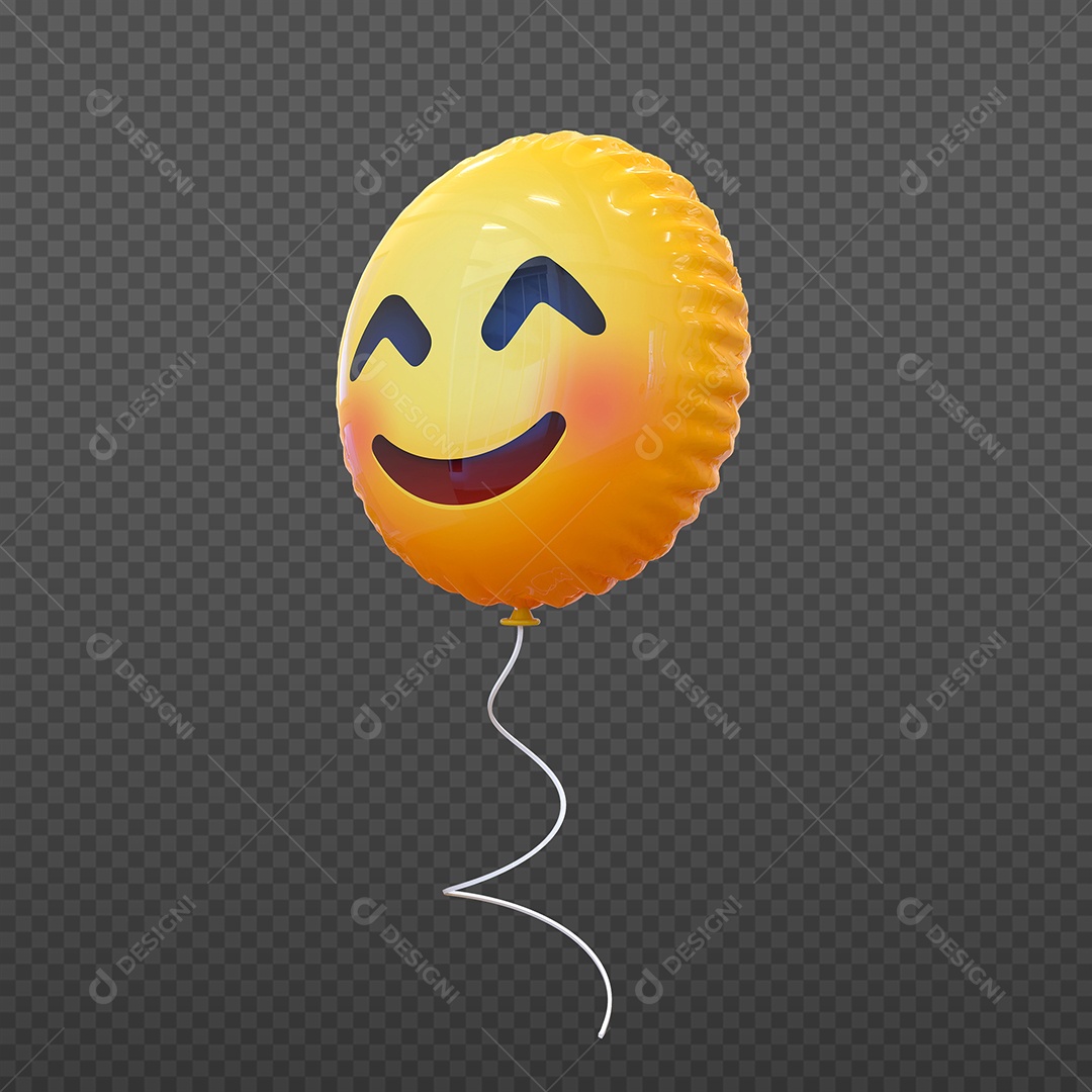 Elemento 3D Balão de Emoji Feliz para Composição PSD