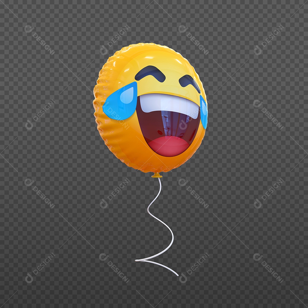 Elemento 3D Balão de Emoji Gargalhando para Composição PSD