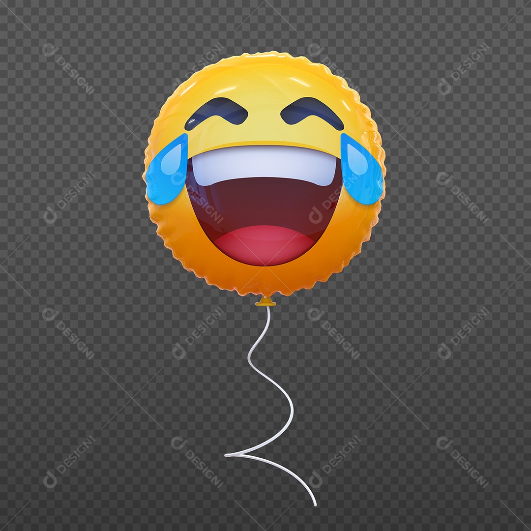 Elemento 3D Balão de Emoji Gargalhando para Composição PSD