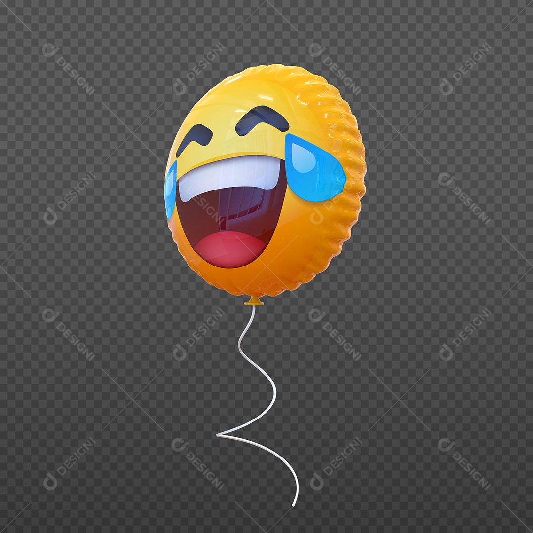 Elemento 3D Balão de Emoji Gargalhando para Composição PSD