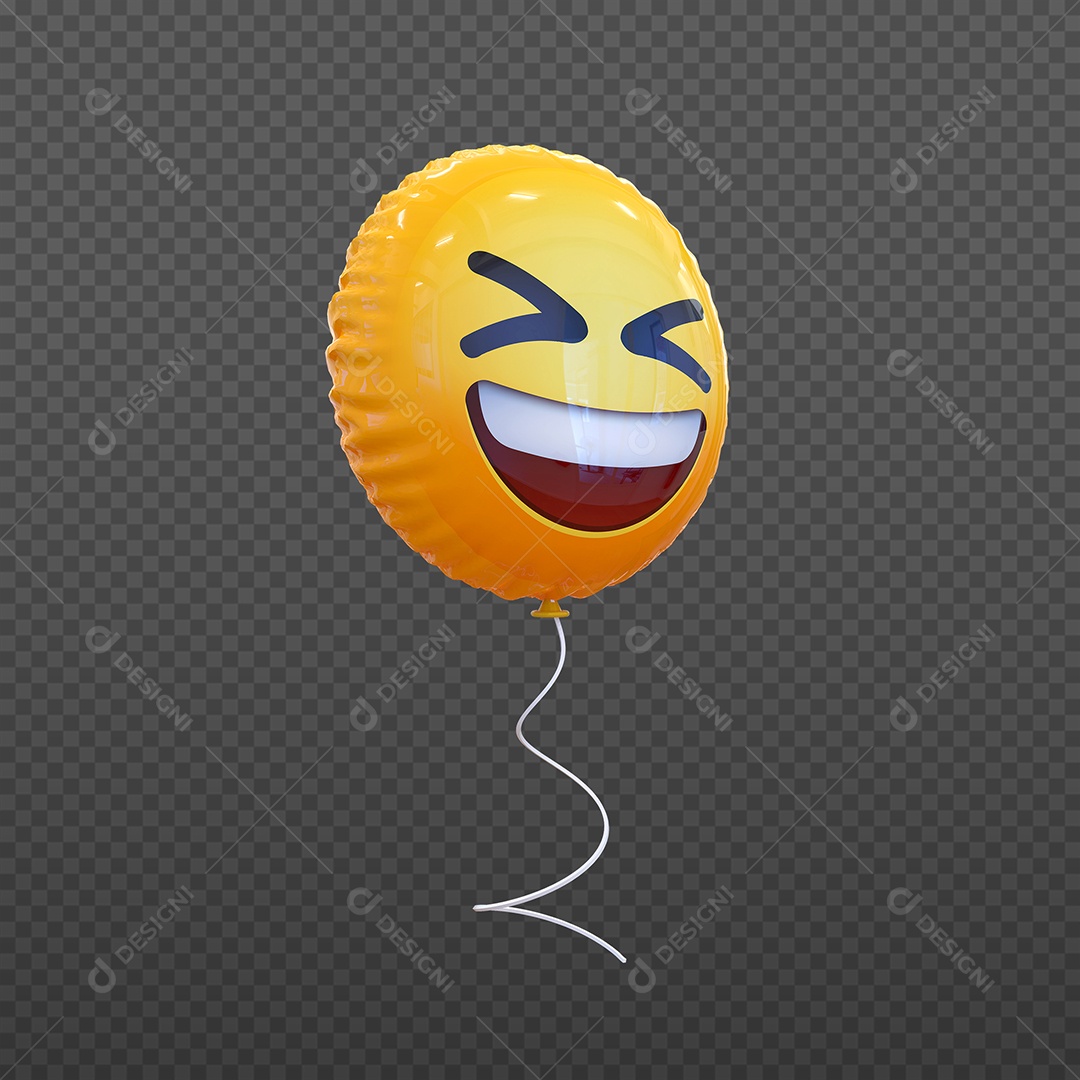 Elemento 3D Balão de Emoji Sorridente para Composição PSD