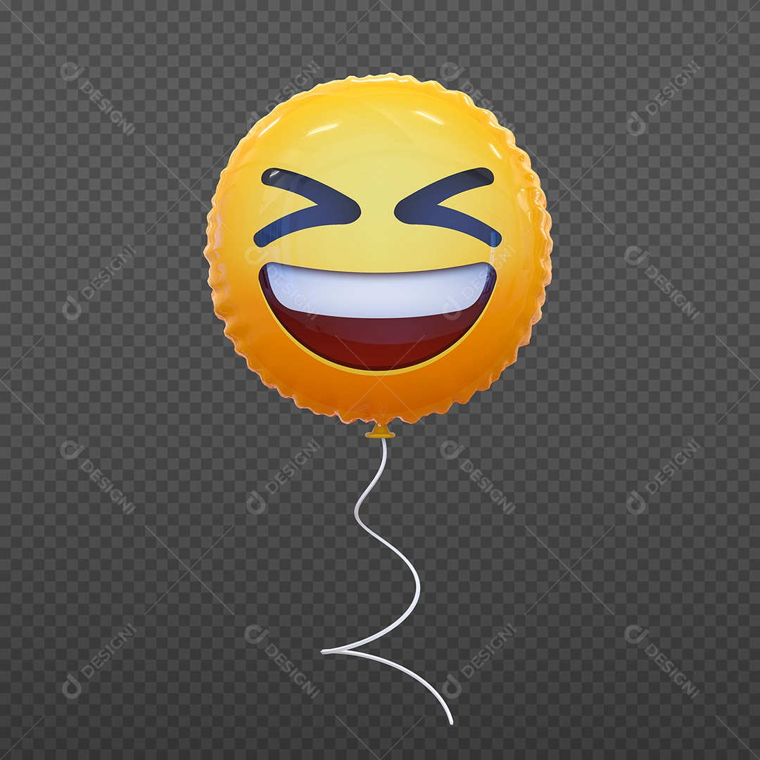 Elemento 3D Balão de Emoji Sorridente para Composição PSD