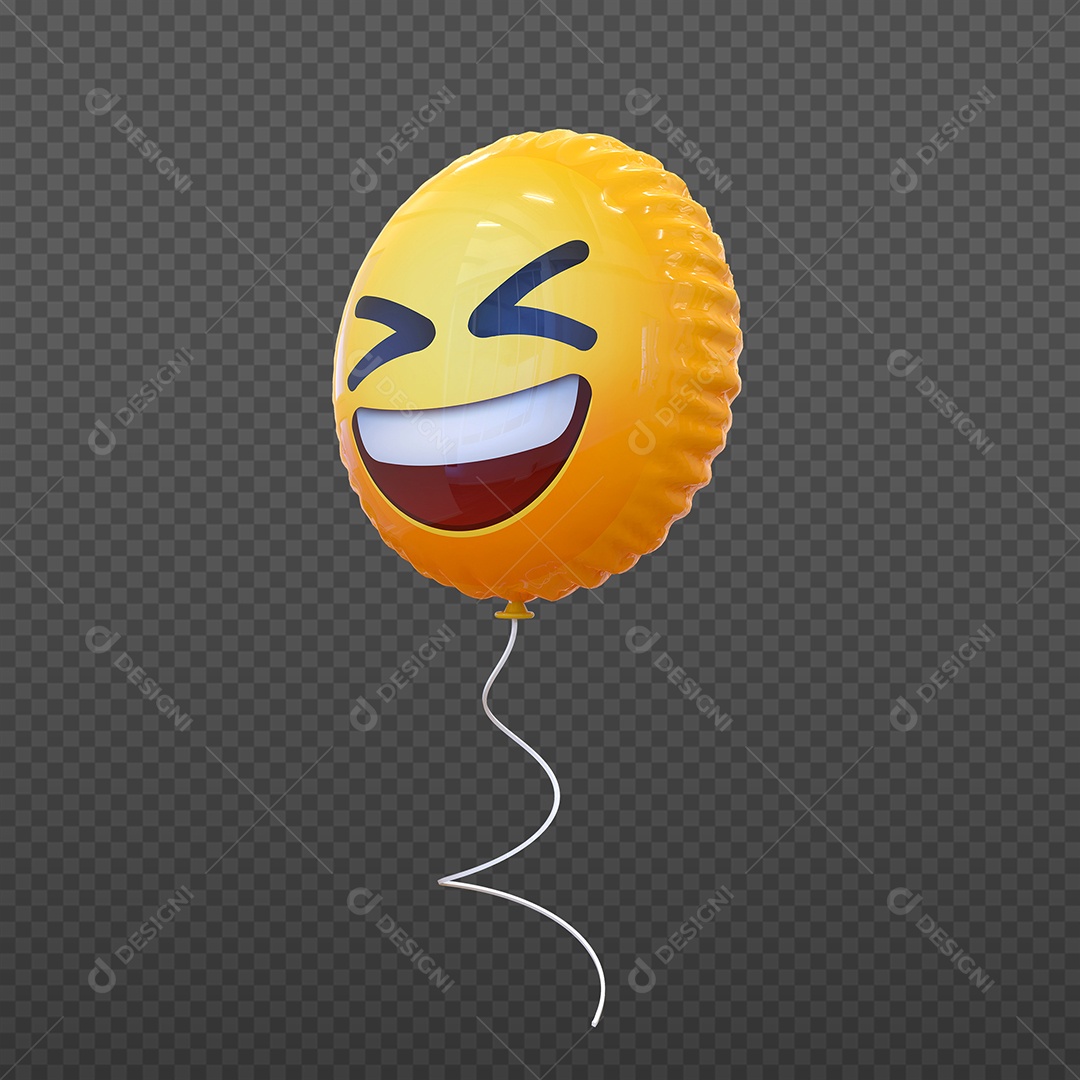 Elemento 3D Balão de Emoji Sorridente para Composição PSD