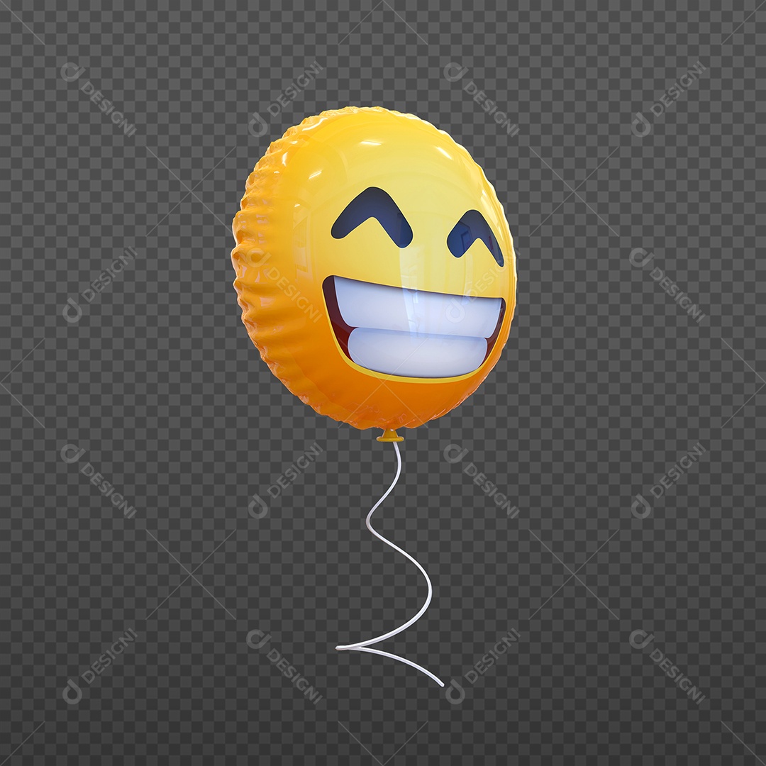Elemento 3D Balão de Emoji Sorrindo para Composição PSD