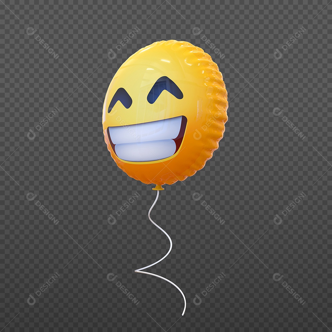 Elemento 3D Balão de Emoji Sorrindo para Composição PSD