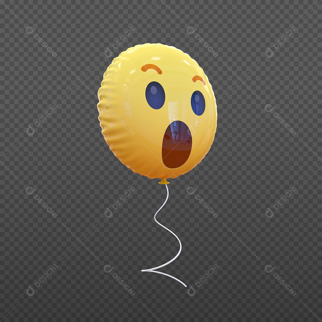 Elemento 3D Balão de Emoji Surpreso para Composição PSD