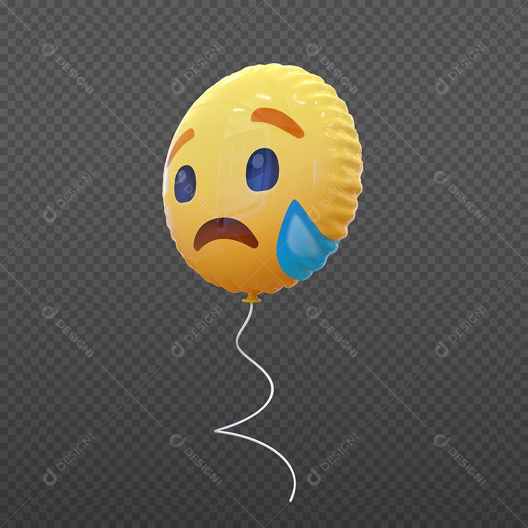 Elemento 3D Balão de Emoji Triste para Composição PSD
